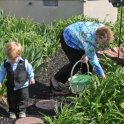 Grammy and Jacob hunt for eggs